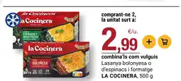BonpreuEsclat LA COCINERA Lasanya bolonyesa o d'espinacs i formatge oferta