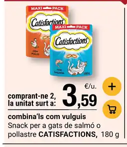 BonpreuEsclat CATISFACTIONS Snack per a gats de salmó o pollastre oferta