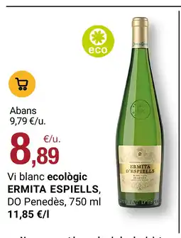 BonpreuEsclat ERMITA ESPIELLS Vi blanc ecològic oferta