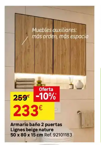 Armario baño 2 puertas Lignes beige nature