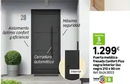 Leroy Merlin Puerta metálica fresada Confort Plus negra/interior liso negro oferta