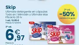 Clarel SKIP Ultimate detergente en cápsulas Todo en 1 Mimosín y Ultimate Max oferta