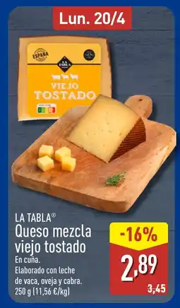 ALDI LA TABLA Queso mezcla viejo tostado oferta