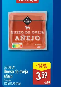 ALDI LA TABLA Queso de oveja añejo oferta
