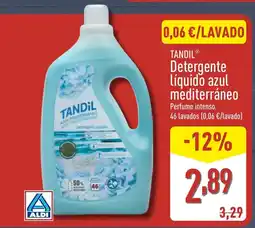 ALDI TANDIL Detergente líquido azul mediterráneo oferta