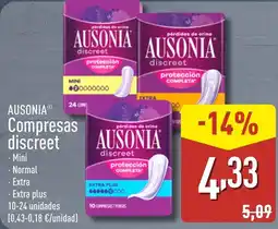 ALDI AUSONIA Compresas discreet oferta