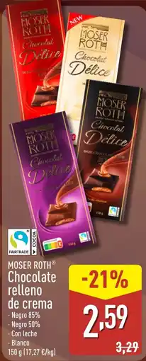 ALDI MOSER ROTH Chocolate relleno de crema oferta