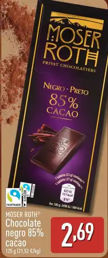 ALDI MOSER ROTH Chocolate negro 85% cacao oferta