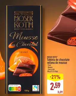 ALDI MOSER ROTH Tableta de chocolate rellena de mousse oferta
