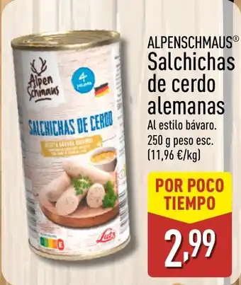 ALDI ALPENSCHMAUS Salchichas de cerdo alemanas oferta