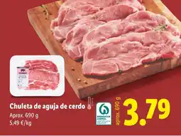 Lidl Chuleta de aguja de cerdo oferta