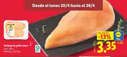 Lidl Pechuga de pollo entera oferta