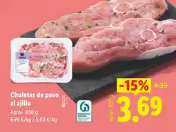 Lidl Chuletas de pavo al ajillo oferta