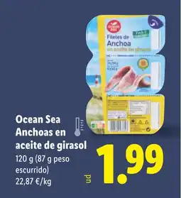 Lidl Ocean Sea Anchoas en aceite de girasol oferta