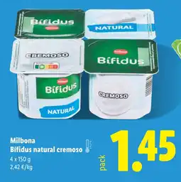 Lidl MILBONA Bífidus natural cremoso oferta