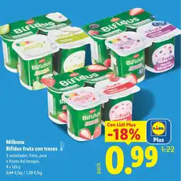 Lidl MILBONA Bífidus fruta con trozos oferta