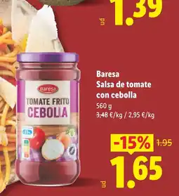 Lidl BARESA Salsa de tomate con cebolla oferta