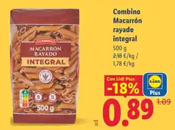 Lidl COMBINO Macarrón rayado integral oferta