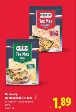 Lidl MCENNEDY Queso rallado Tex-Mex oferta