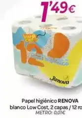 Alsara Supermercados Renova - papel higiénico blanco low cost, 2 capas/12 rollos oferta