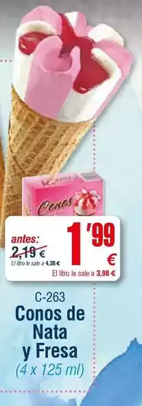 Conos de nata y fresa