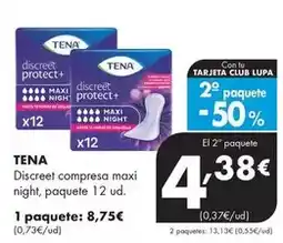 Supermercados Lupa Tena - discreet compresa maxi night oferta