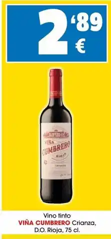 TOP Cash & Carry Viña cumbrero - vino tinto crianza oferta
