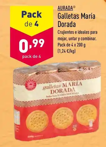 ALDI Aurada Galletas Maria Dorada 4 x 200g oferta