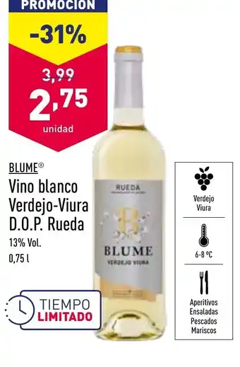 ALDI Blume Vino blanco Verdejo-Viura D.O.P Rueda 0,75l oferta
