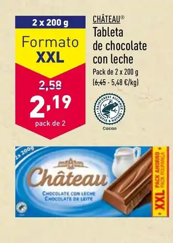 ALDI Cháteau Tableta de chocolate con leche 2 x 200g oferta