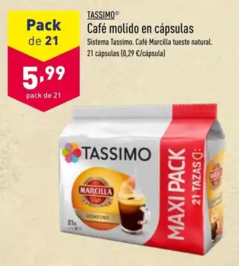ALDI Tassimo Café molido en cápsulas oferta