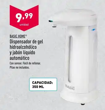 ALDI Basic Home Dispensador de gel hidroalcohólico y jabón liquido automatico 350ml oferta