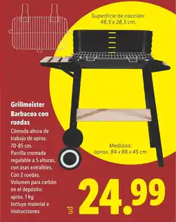 Lidl Grillmeister Barbacoa con ruedas oferta