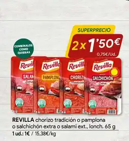 Masymas REVILLA chorizo tradición o pamplona o salchichón extra o salami oferta