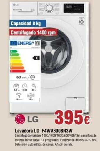 FROIZ LG Lavadora F4WV3008N3W oferta