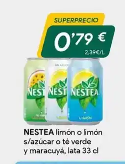 Masymas NESTEA limón o limón s/azúcar o té verde y maracuyá, lata oferta