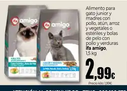 Unide Market IFA AMIGO Alimento para gato junior y madres con pollo, atún, arroz y vegetales o estériles y bolas de pelo oferta
