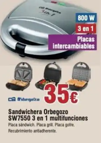 FROIZ Sandwichera Orbegozo SW7550 3 en 1 multfunciones oferta