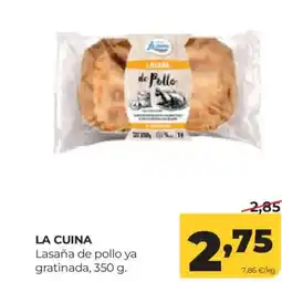 Alimerka LA CUINA Lasaña de pollo ya gratinada oferta