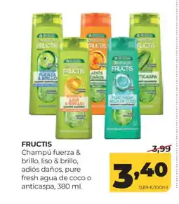 Alimerka FRUCTIS Champú fuerza & brillo, liso & brillo, adiós daños, pure fresh agua de coco o anticaspa oferta