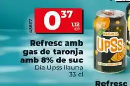 Dia DIA UPSS Refresc amb gas de taronja amb 8% de suc oferta