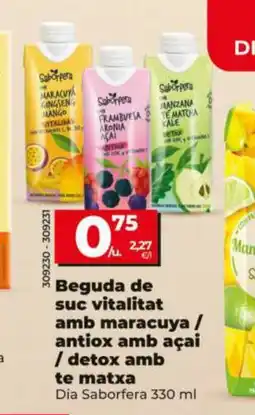 Dia DIA SABORFERA Beguda de suc vitalitat amb maracuya / antiox amb açai / detox amb te matxa oferta