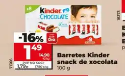 Dia Barretes Kinder snack de xocolata oferta