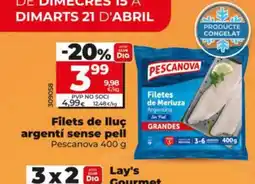 Dia PESCANOVA Filets de lluç argentí sense pell oferta