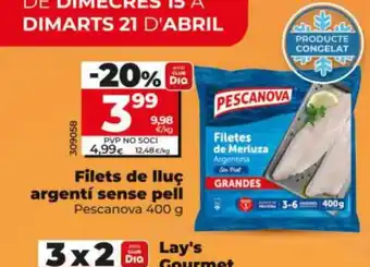 Dia PESCANOVA Filets de lluç argentí sense pell oferta