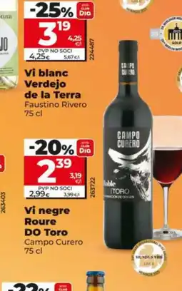 Dia CAMPO CURERO Vi negre Roure DO Toro oferta