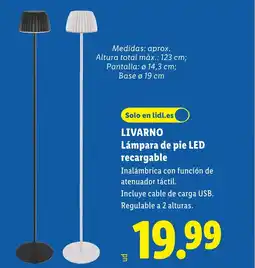 Lidl LIVARNO Lámpara de pie LED recargable oferta