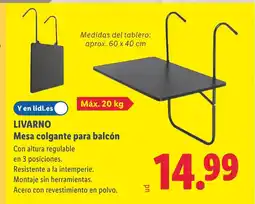 Lidl LIVARNO Mesa colgante para balcón oferta