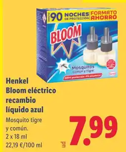 Lidl Henkel Bloom eléctrico recambio líquido azul oferta