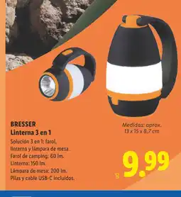 Lidl BRESSER Linterna 3 en 1 oferta